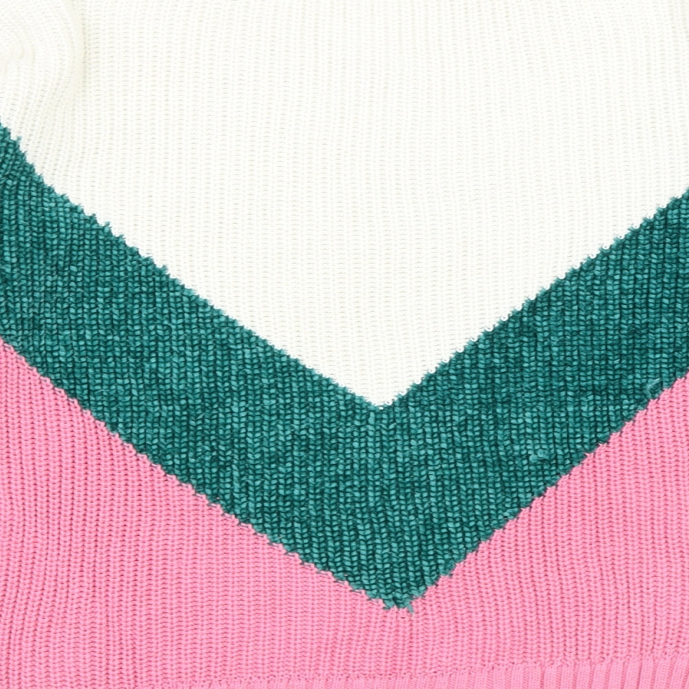 Noisy may Womens Pink Round Neck Acrylic Pullover Jumper Size M