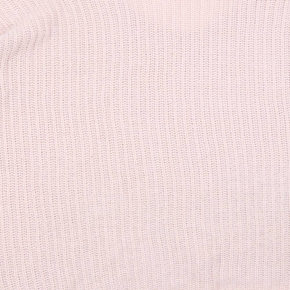 ASOS Womens Pink V-Neck Acrylic Pullover Jumper Size 12