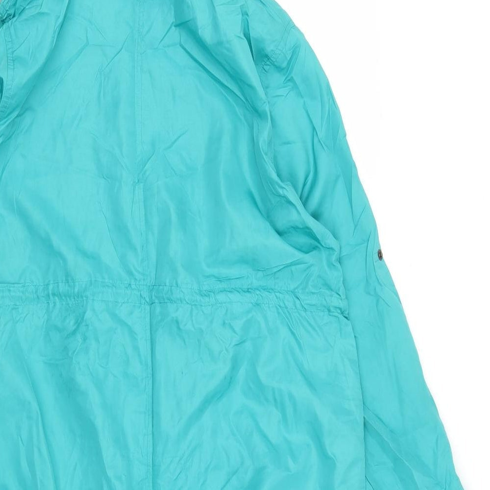 Denim & Co. Womens Green Rain Coat Coat Size S Zip