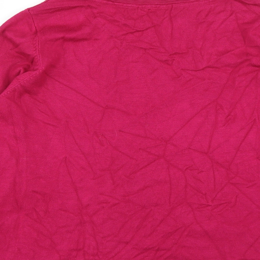 Bonmarché Womens Pink Round Neck Viscose Pullover Jumper Size L