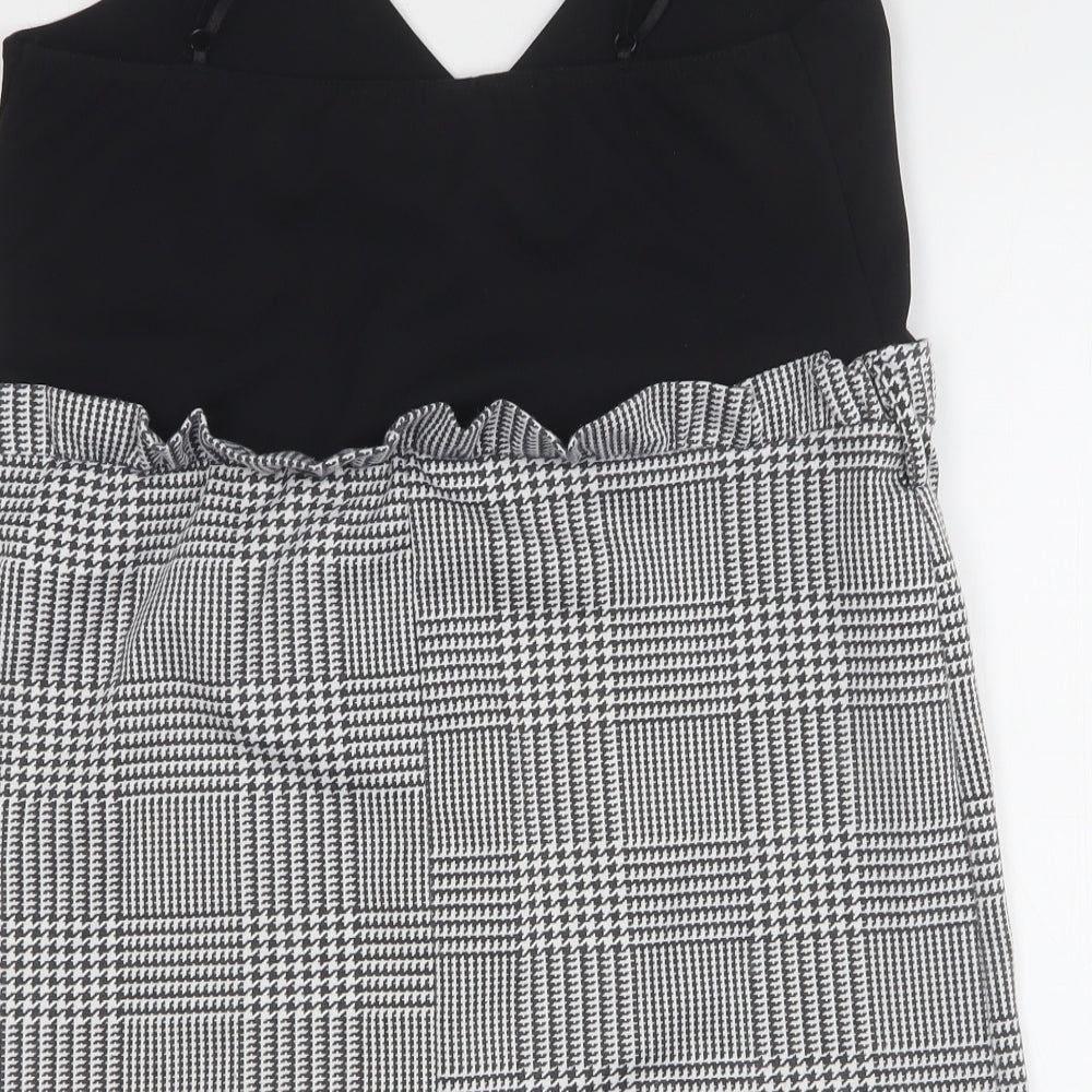 Edge Street Womens Multicoloured Houndstooth Polyester Basic Tank Size 14 V-Neck