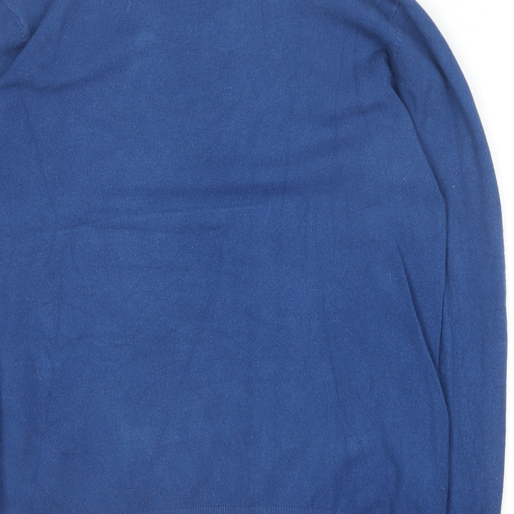 Corazon Womens Blue Round Neck Wool Pullover Jumper Size L