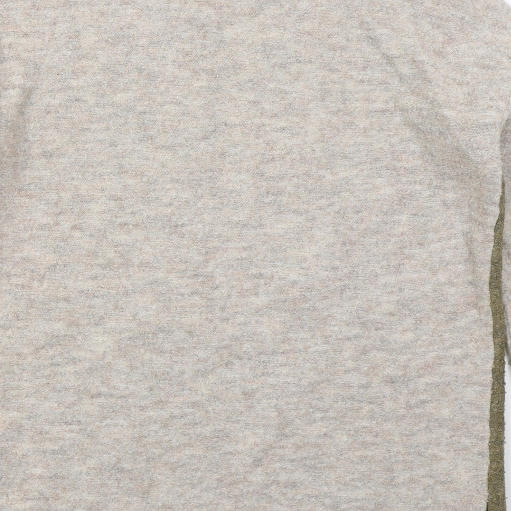 M&Co Womens Beige Mock Neck Acrylic Pullover Jumper Size 10 - Colour Block