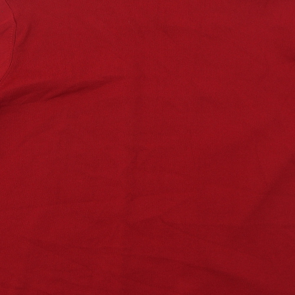 Zasamia Mens Red Round Neck Viscose Cardigan Jumper Size M