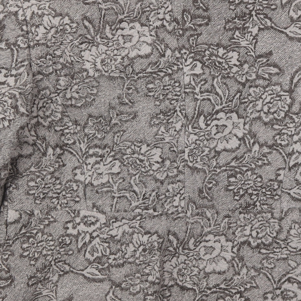 Alex & Co Womens Brown Floral Jacket Size 12 Button