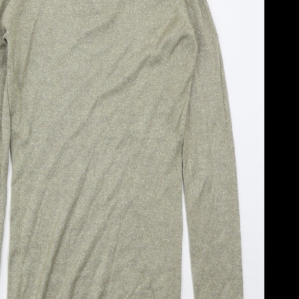 Tosha Womens Gold Viscose Jumper Dress Size S Roll Neck Pullover