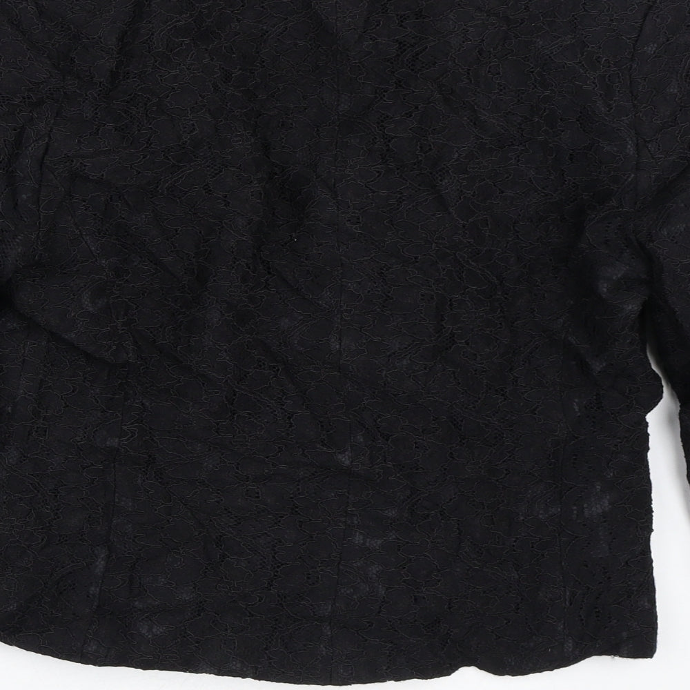 BHS Womens Black Floral Jacket Blazer Size 10
