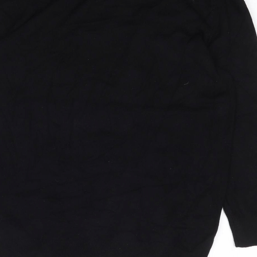 M&Co Womens Black Round Neck Striped Viscose Pullover Jumper Size 10