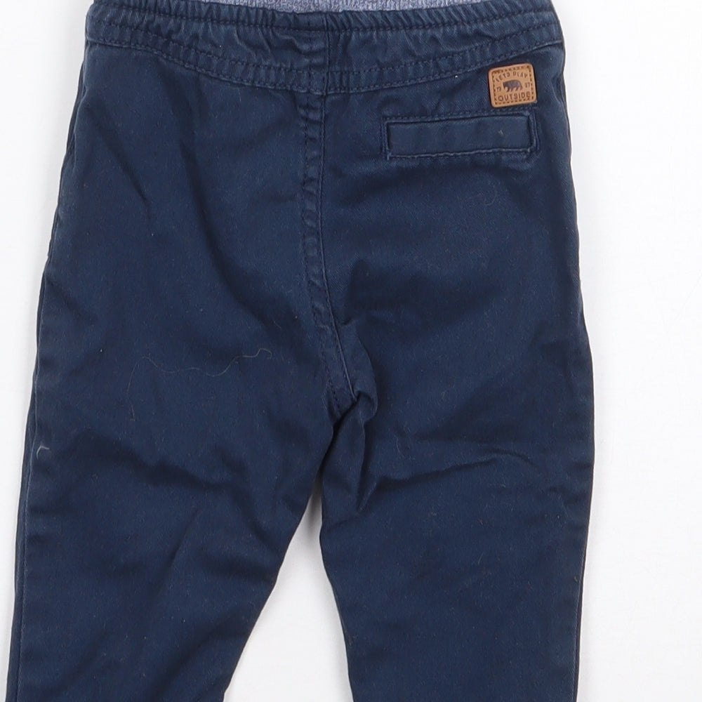 F&F Boys Blue Cotton Cargo Jeans Size 3-6 Months Button