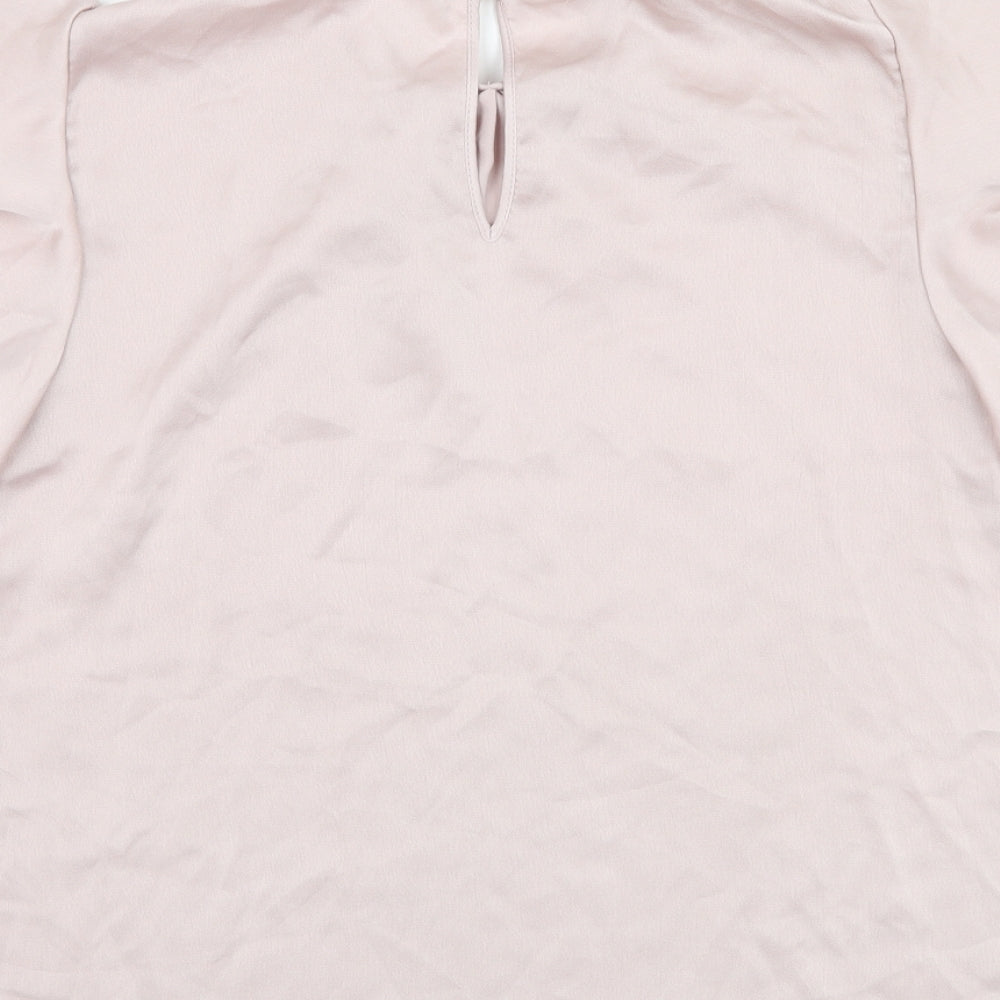 Preworn Womens Pink Polyester Basic Blouse Size M Round Neck