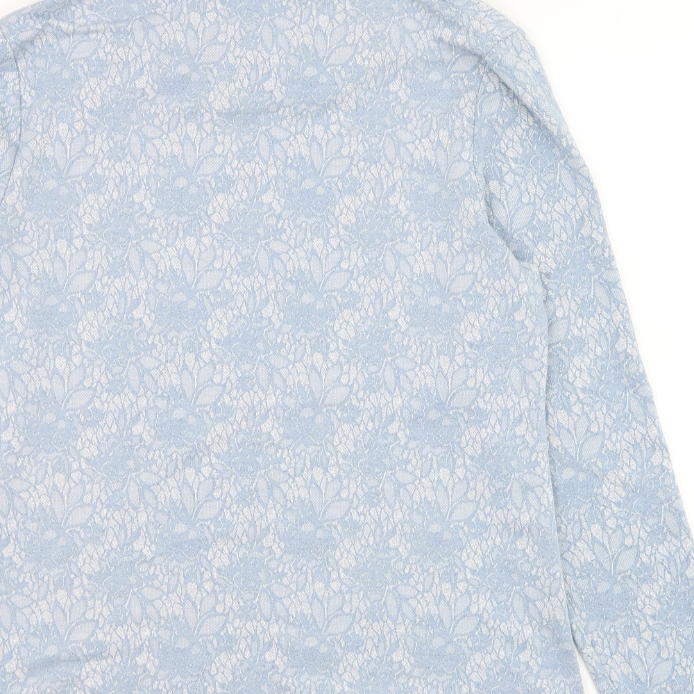 Anna Rose Womens Blue Roll Neck Floral Polyester Pullover Jumper Size L
