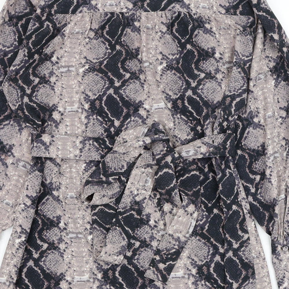 Topshop Womens Purple Animal Print Polyester Basic Blouse Size 10 V-Neck