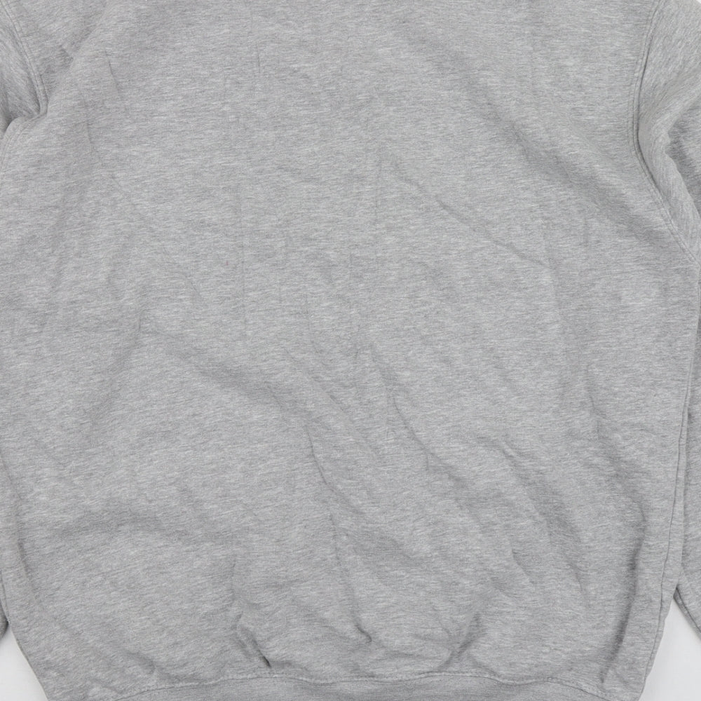 Just Hoods Mens Grey Geometric Cotton Pullover Hoodie Size L