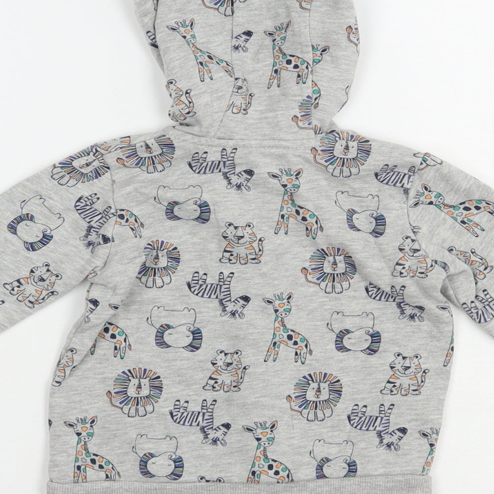 George Baby Grey Geometric Cotton Full Zip Jumper Size 9-12 Months Zip - Lion&Giraffe Print