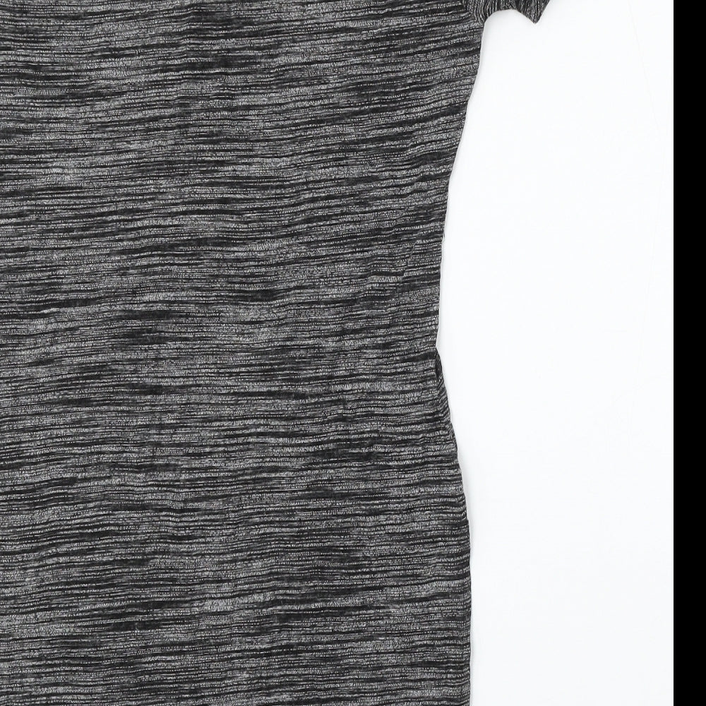 Atmosphere Womens Grey Striped Viscose Basic T-Shirt Size 10 Round Neck