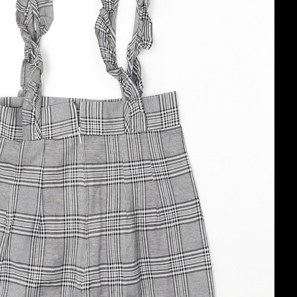 Preworn Womens Grey Plaid Polyester A-Line Skirt Size S