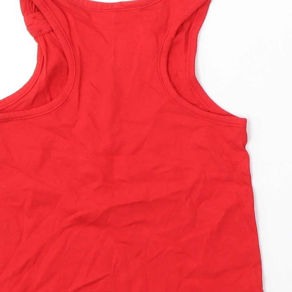 BabyGAP Girls Red Cotton Basic Tank Size 3 Years Round Neck