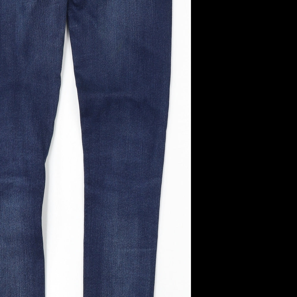 Marks & Spencer Womens Blue Cotton Skinny Jeans Size 28 L30 in Regular Button