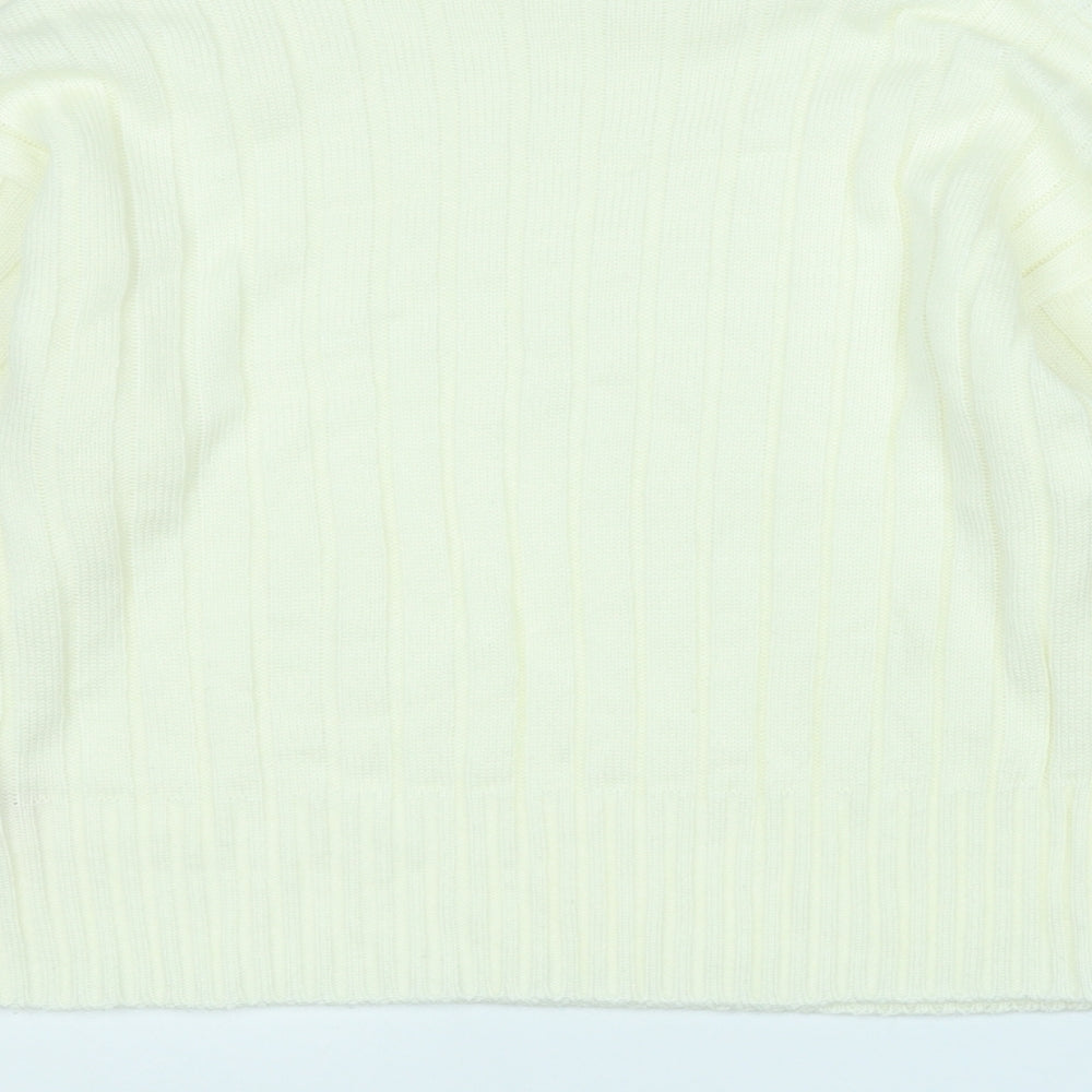 rebellious Womens Yellow Mock Neck Acrylic Henley Jumper Size M