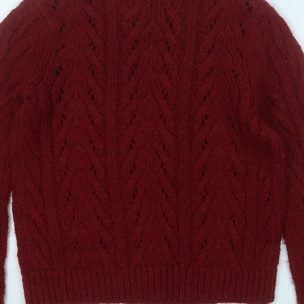 Papaya Womens Red Round Neck Polyester Pullover Jumper Size S