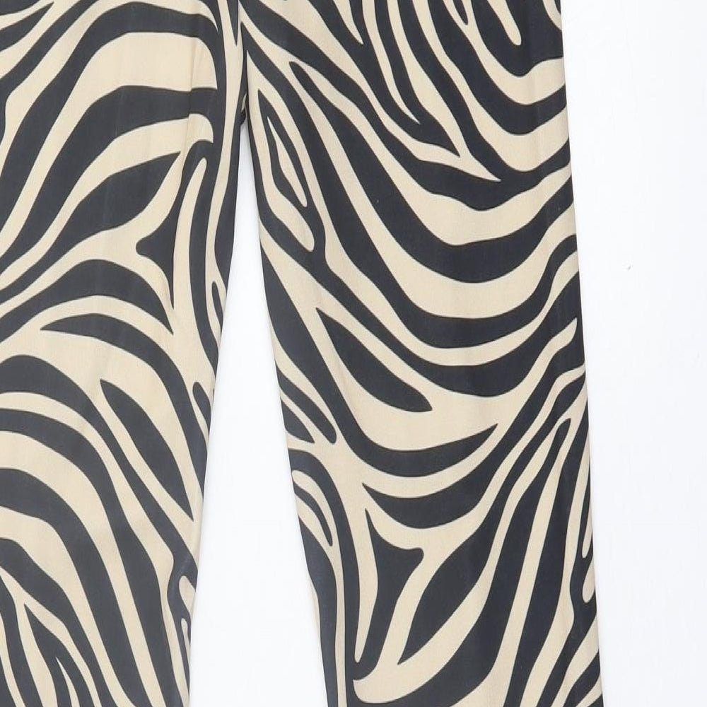 Style Wise Womens Brown Animal Print Polyester Trousers Size 8 L32 in Regular