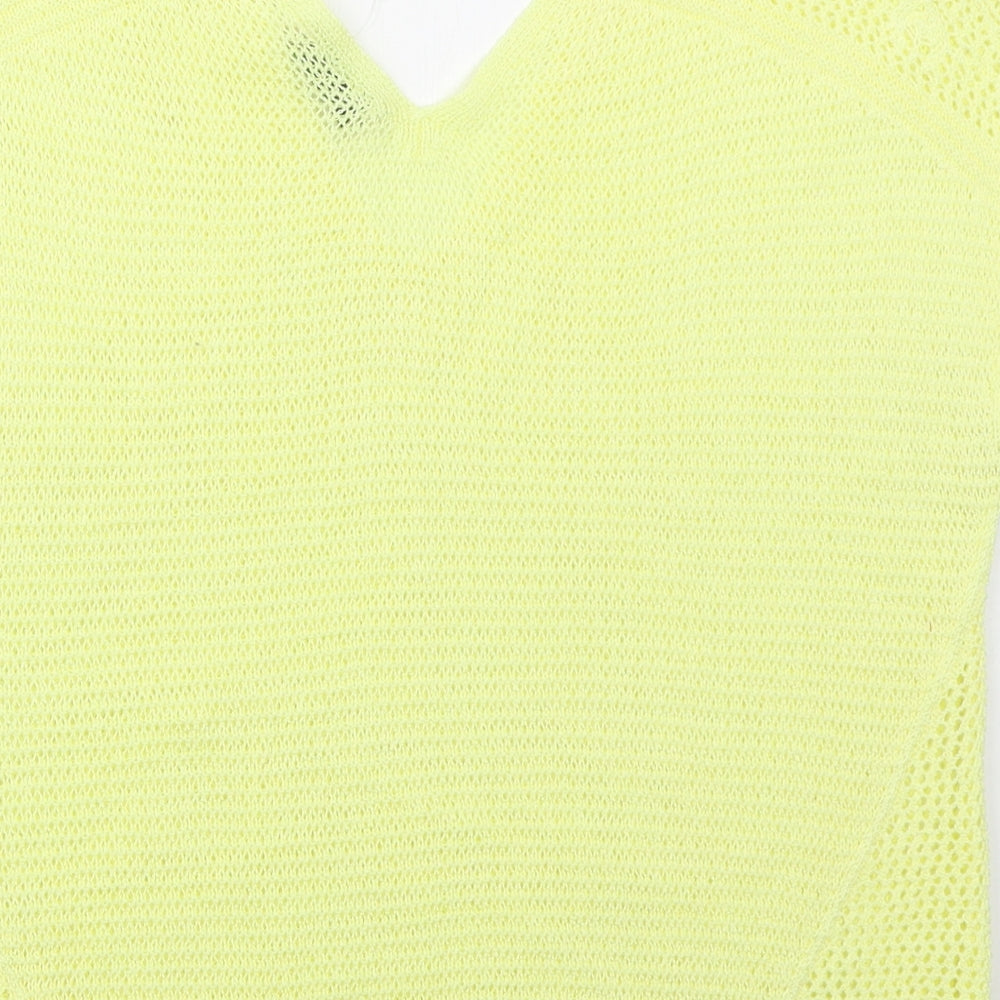 Marks and Spencer Womens Yellow V-Neck Acrylic Vest Jumper Size 16