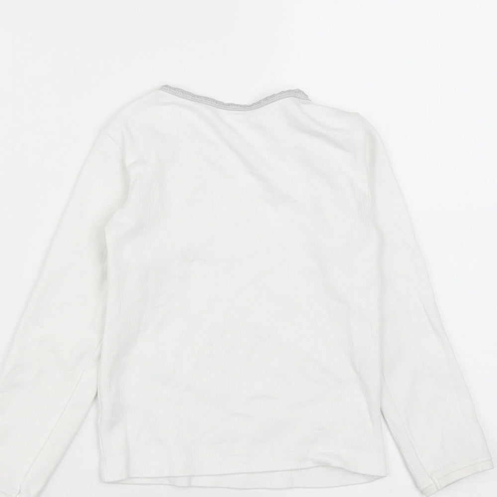 Dunnes Stores Girls White Cotton Basic Casual Size 5-6 Years Round Neck