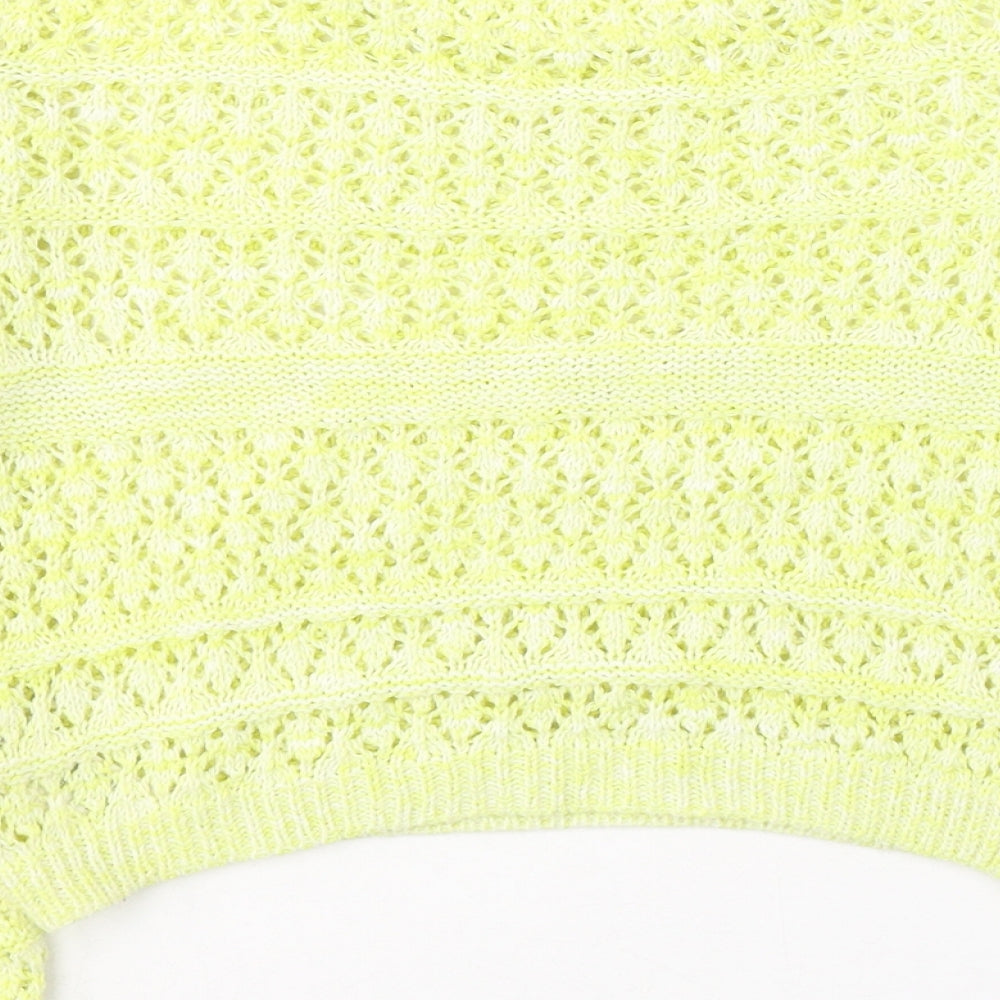 New Look Womens Green Round Neck Cotton Pullover Jumper Size 8