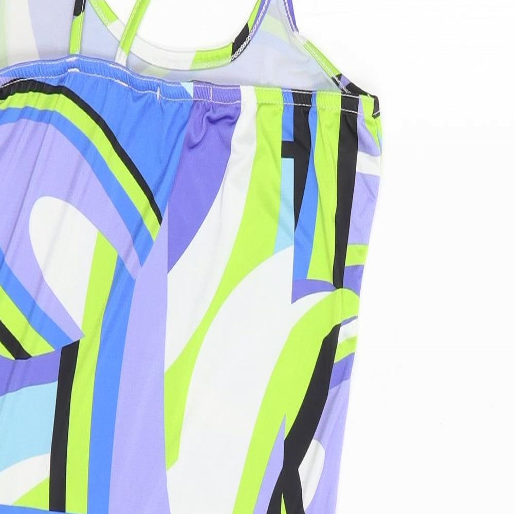 PRETTYLITTLETHING Womens Multicoloured Geometric Polyester Mini Size 6 Scoop Neck Pullover