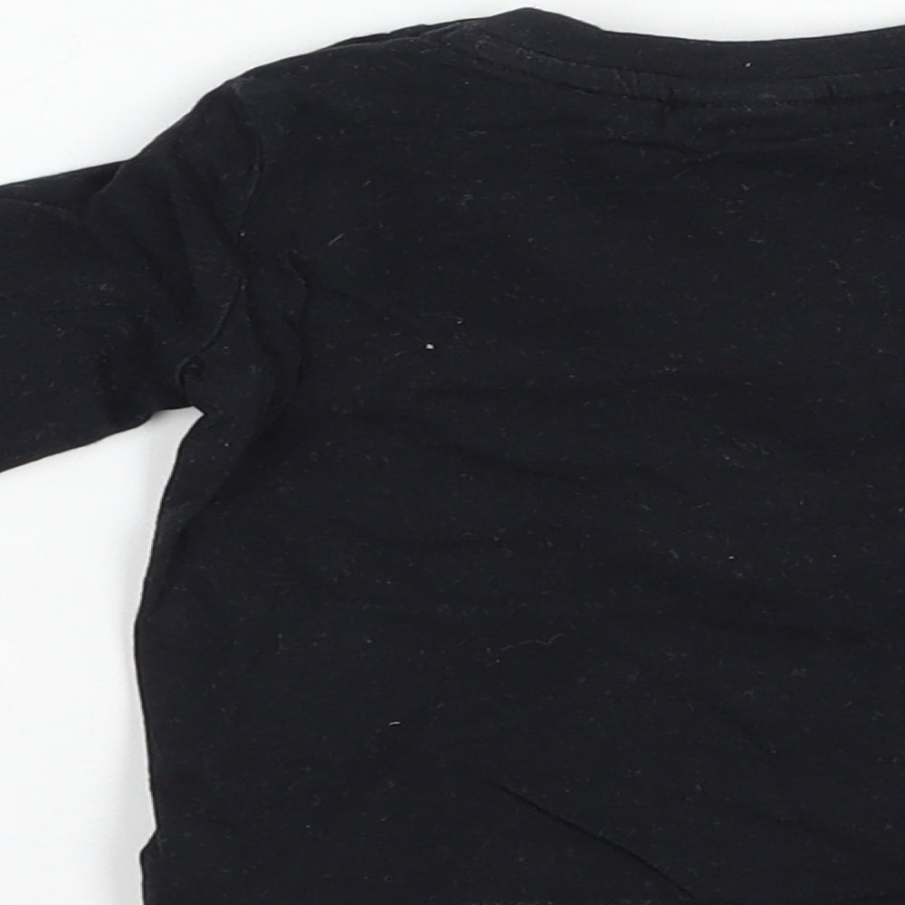 F&F Baby Black Cotton Pullover T-Shirt Size 6-9 Months Crew Neck Snap - Mickey Mouse