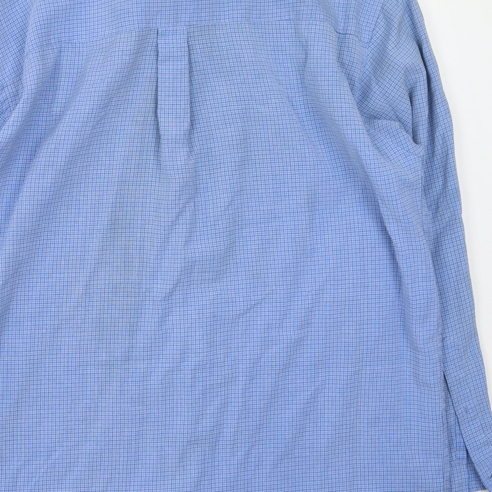 Gianni Vironi Mens Blue Polyester Button-Up Size M Collared