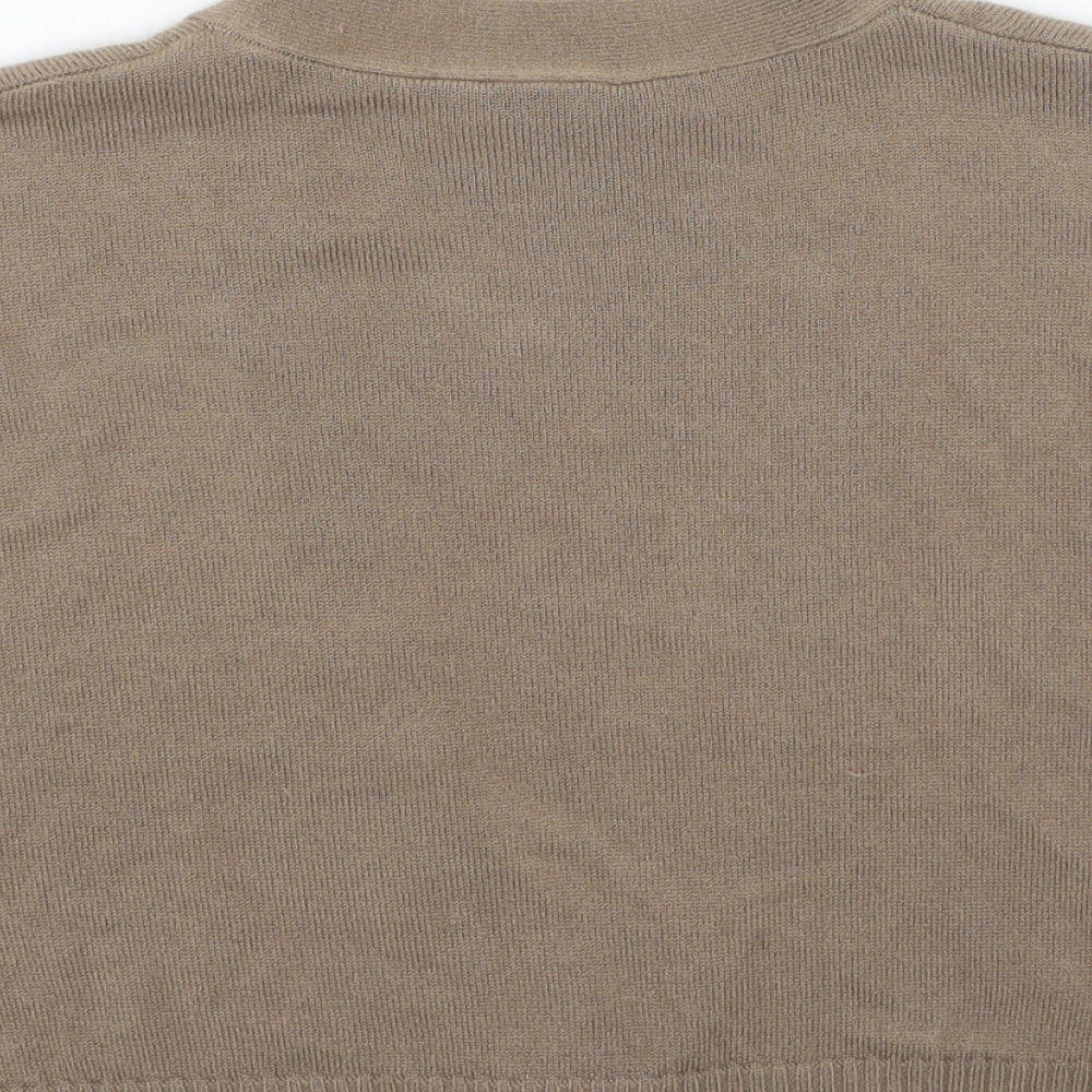 TU Womens Brown V-Neck Acrylic Cardigan Jumper Size 12
