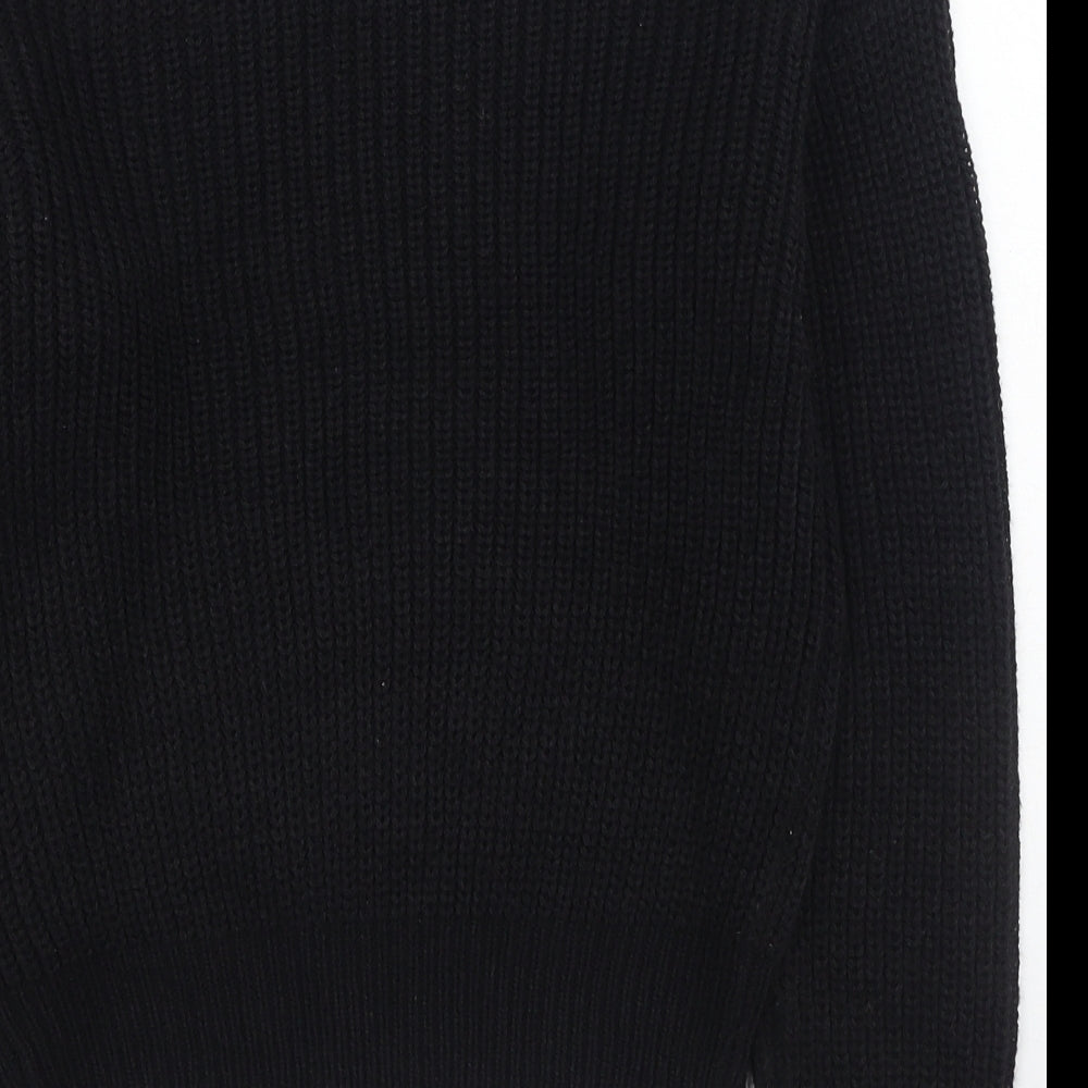 Boohoo Womens Black Round Neck Polyester Pullover Jumper Size M