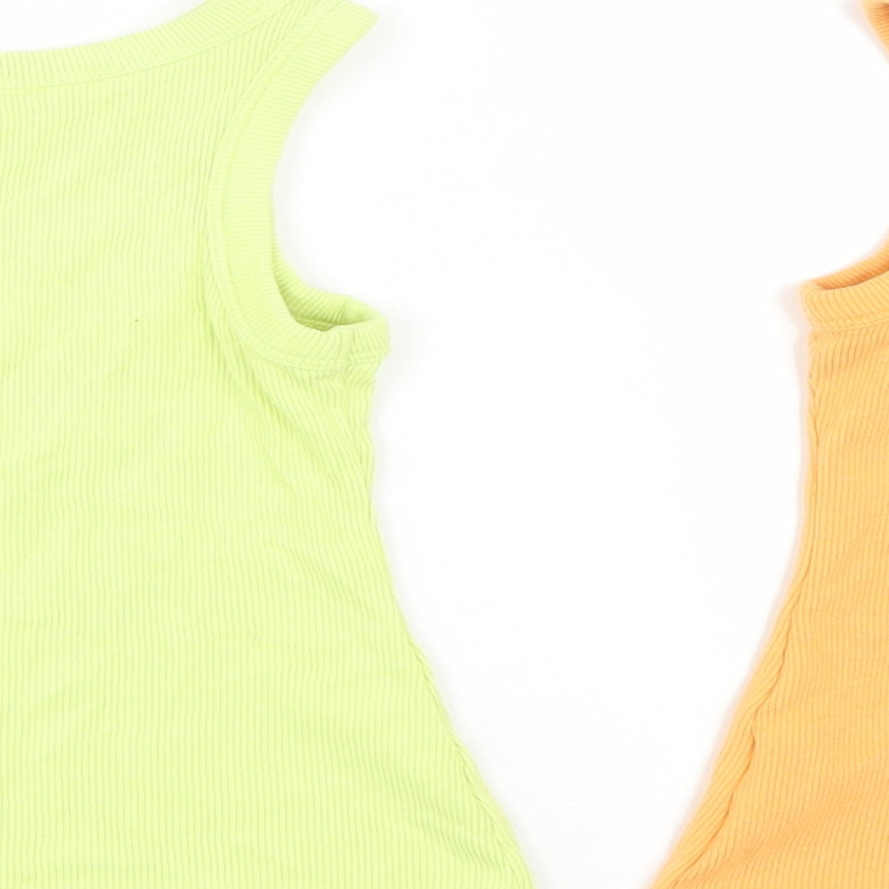 NEXT Girls Multicoloured Cotton Basic Tank Size 5 Years Round Neck - Set of 2