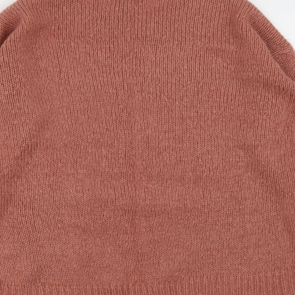 New Look Womens Pink Round Neck Acrylic Pullover Jumper Size S