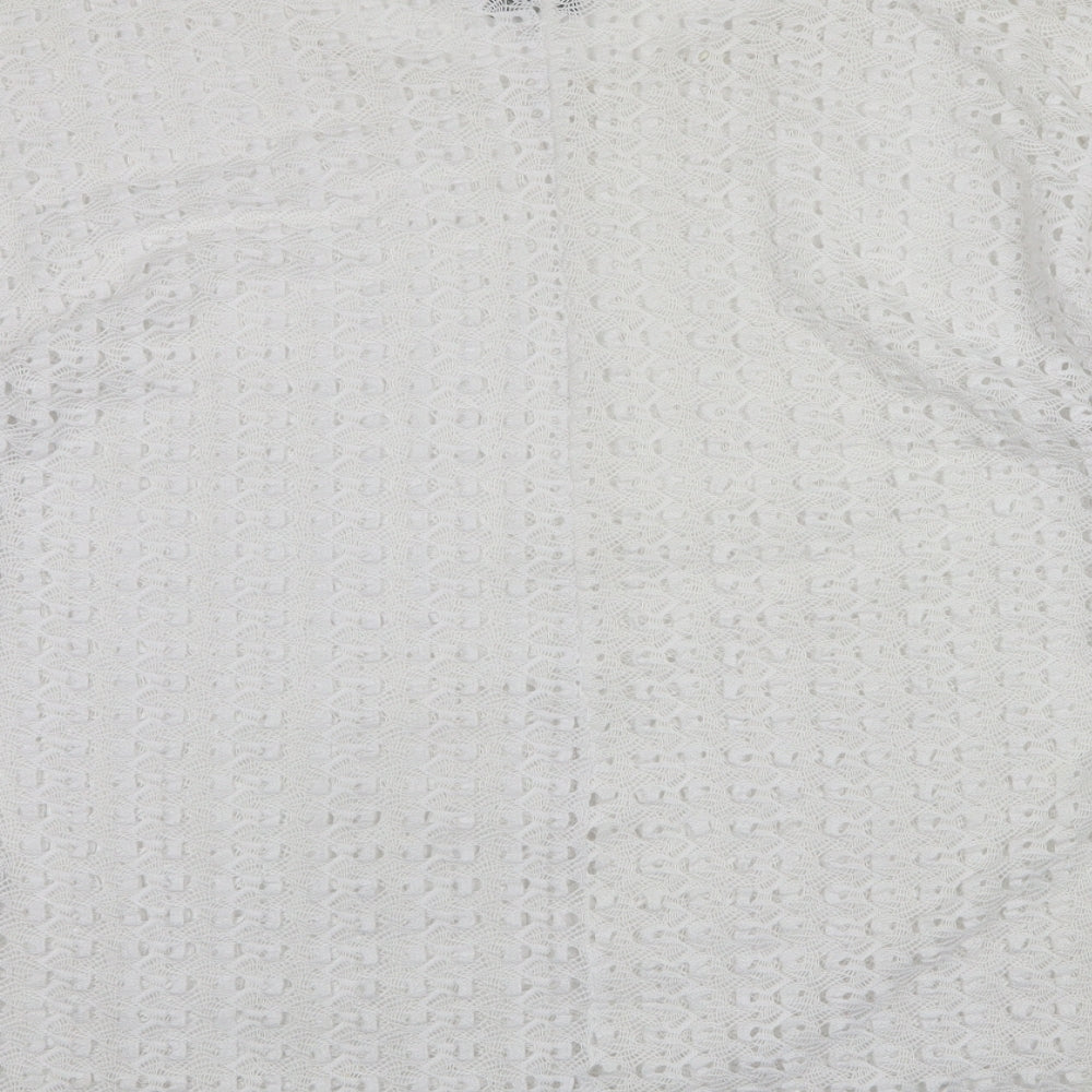 Peacocks Womens White Round Neck Polyester Pullover Jumper Size 20