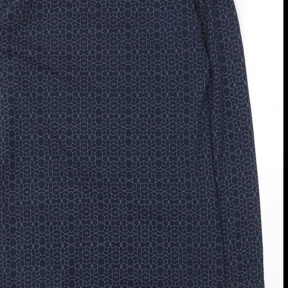 Plum Tree Womens Blue Geometric Polyester Jumper Dress Size 12 Round Neck Pullover