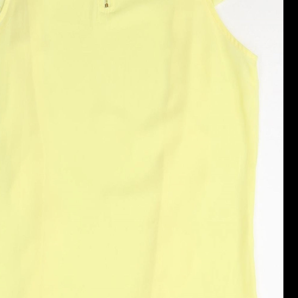 Preworn Womens Yellow Polyester Basic Blouse Size M Round Neck