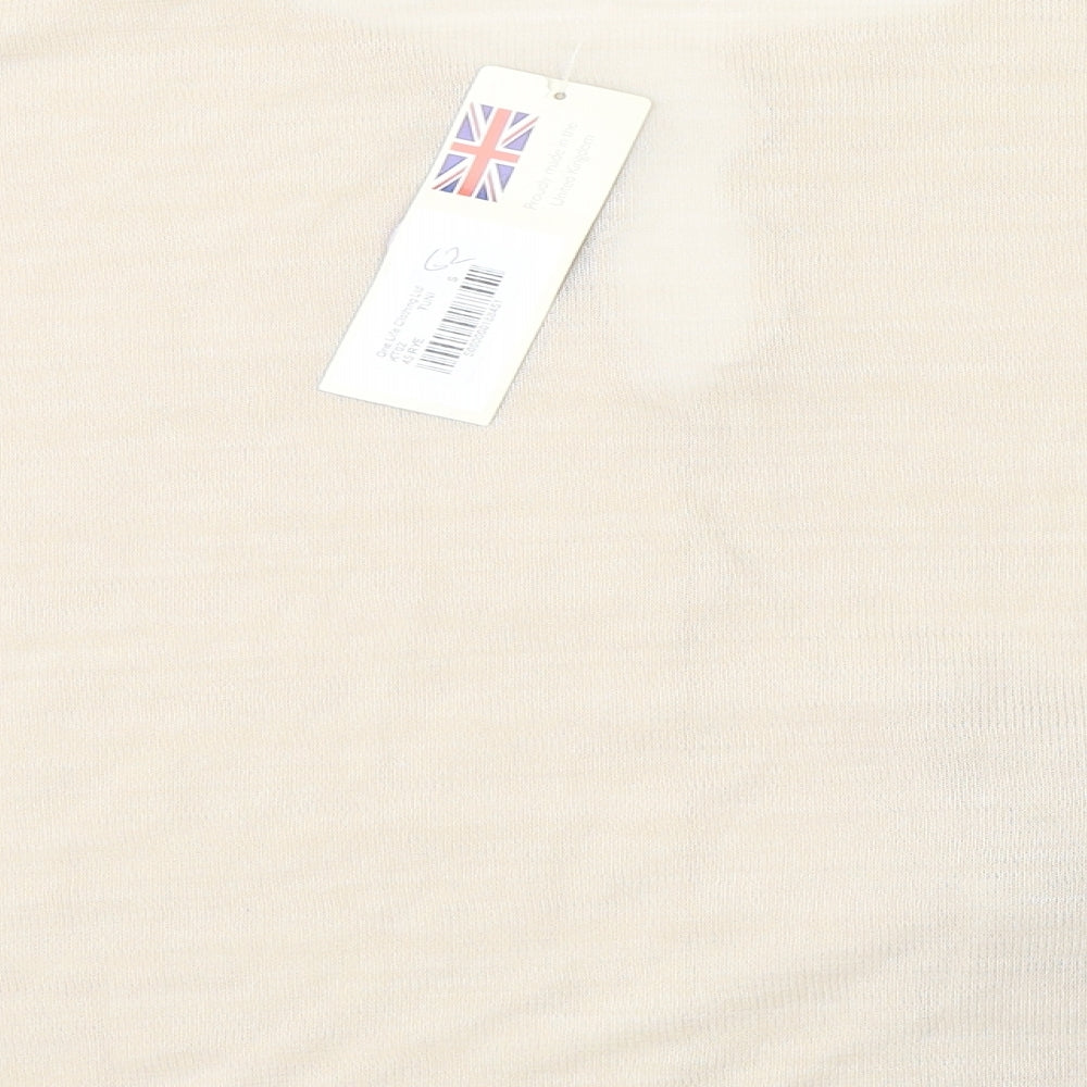 Onelife Womens Beige Viscose Jersey T-Shirt Size S V-Neck