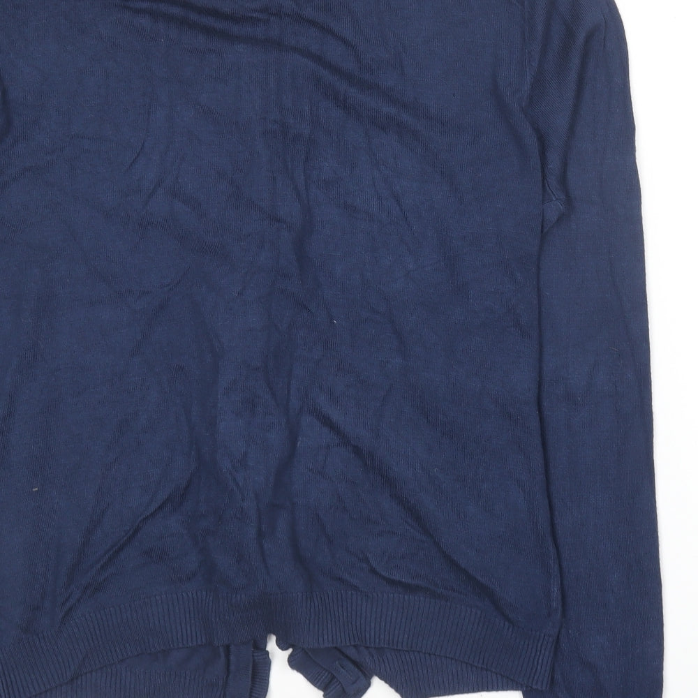 FAM Womens Blue Round Neck Cotton Cardigan Jumper Size M