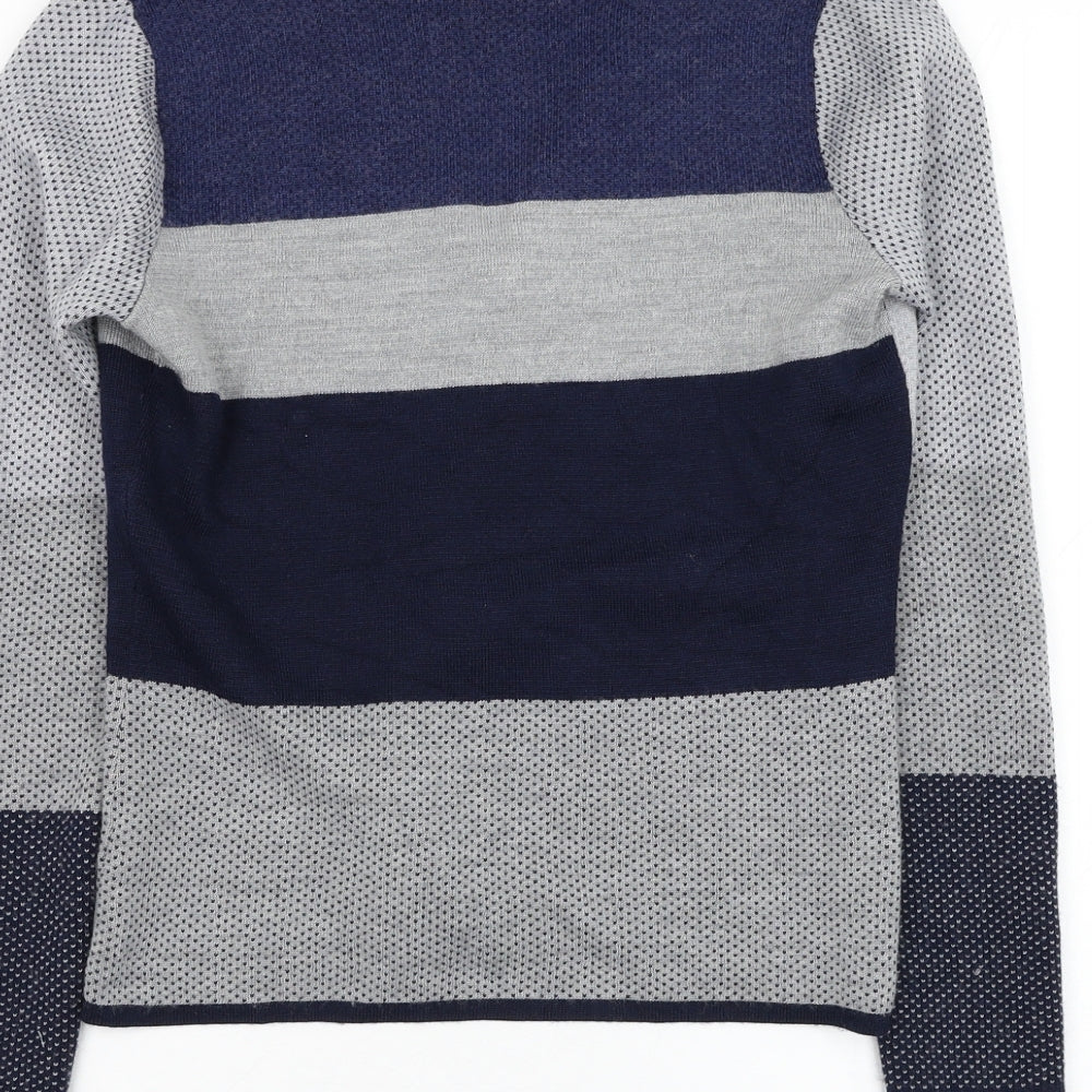 Kenar Womens Blue Collared Acrylic Cardigan Jumper Size XS