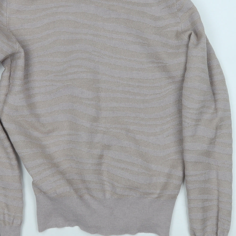 Oasis Womens Purple Round Neck Striped Polyester Pullover Jumper Size M