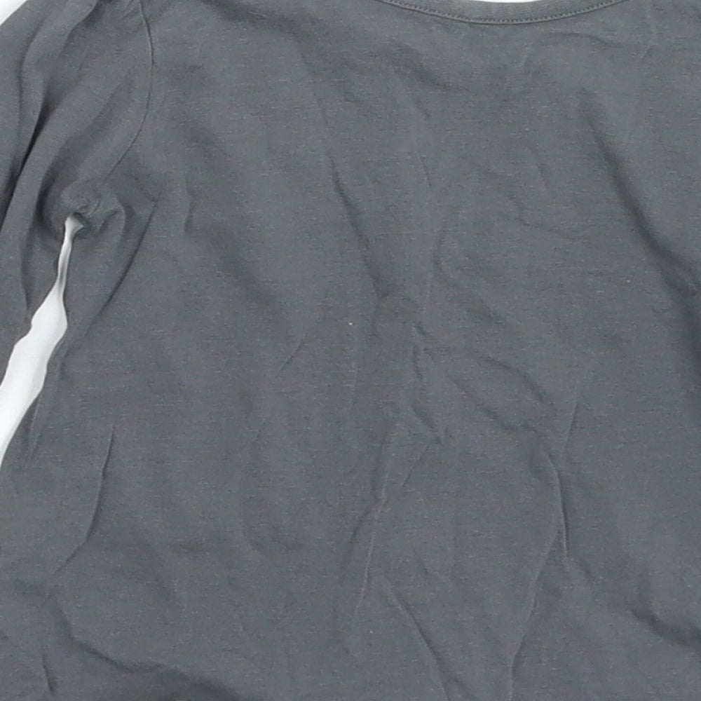 George Girls Grey Cotton Basic T-Shirt Size 9-12 Months Round Neck - Slogan