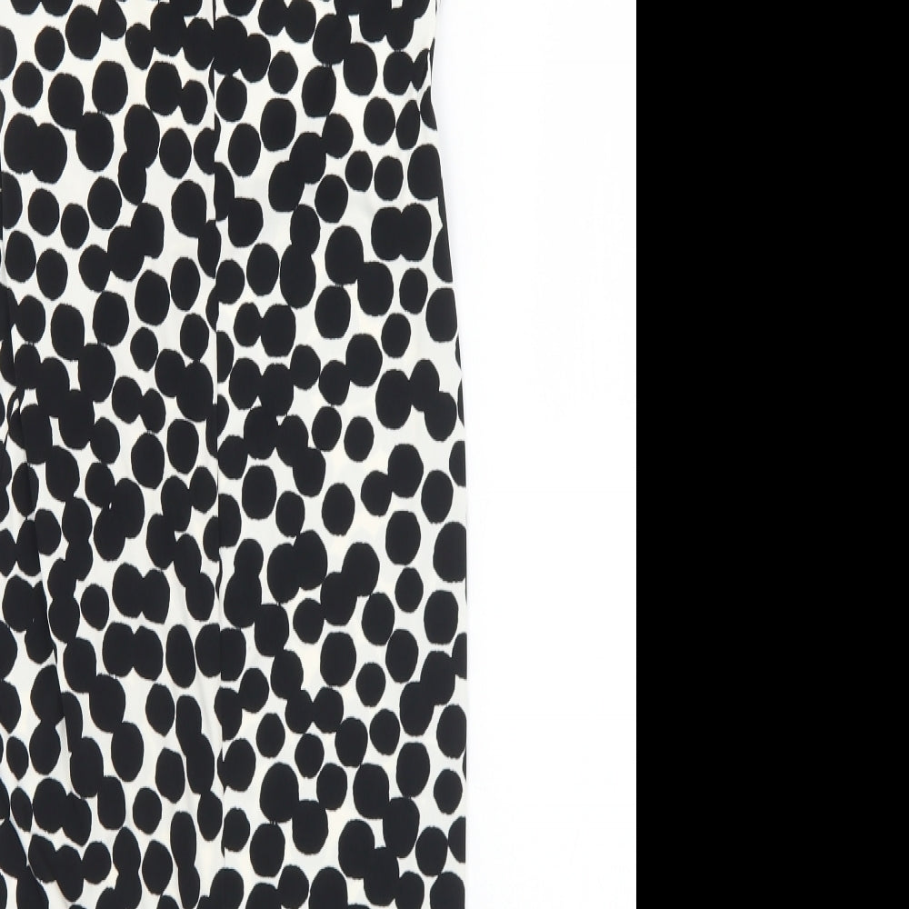 Debenhams Womens Black Geometric Polyester Shift Size 8 V-Neck