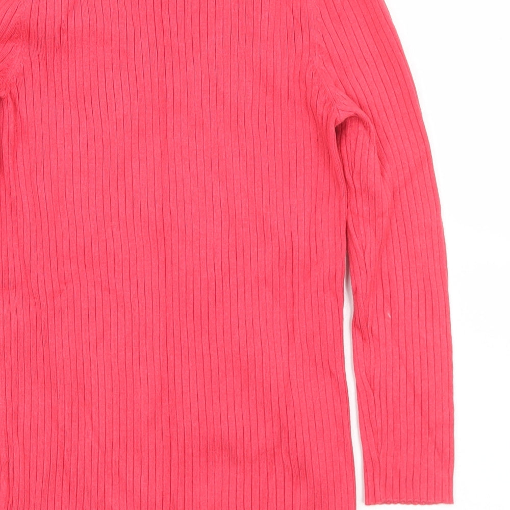 M&Co Womens Pink V-Neck Viscose Pullover Jumper Size 12