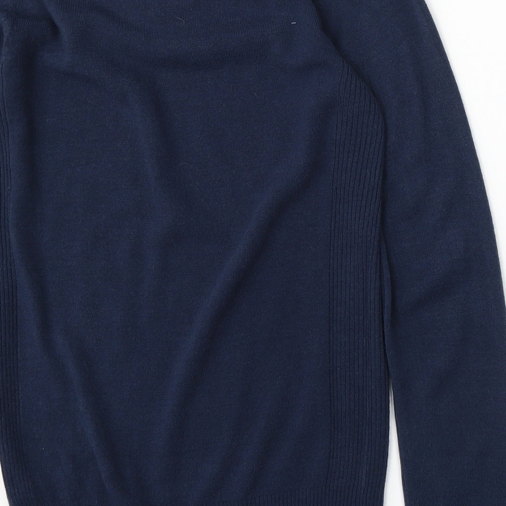 NEXT Womens Blue V-Neck Acrylic Pullover Jumper Size XS