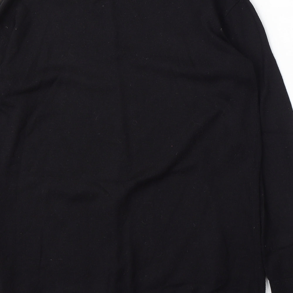 H&M Womens Black V-Neck Polyester Pullover Jumper Size XS