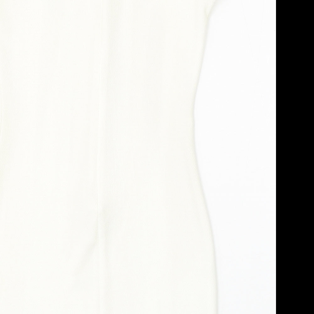 Cameo Rose Womens White Polyester Bodycon Size 14 Round Neck