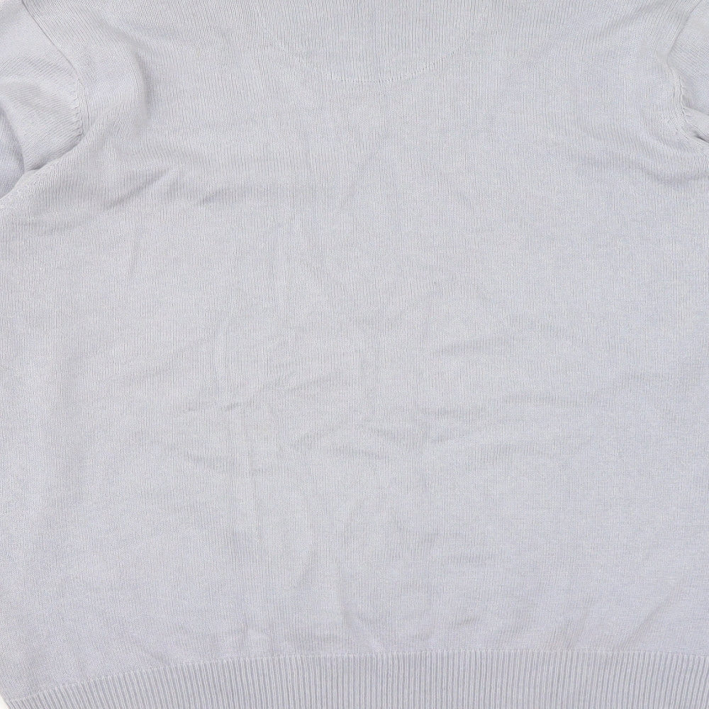 Marks and Spencer Mens Grey V-Neck Cotton Pullover Jumper Size L
