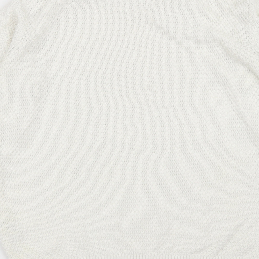 Wallis Womens White Round Neck Cotton Pullover Jumper Size S
